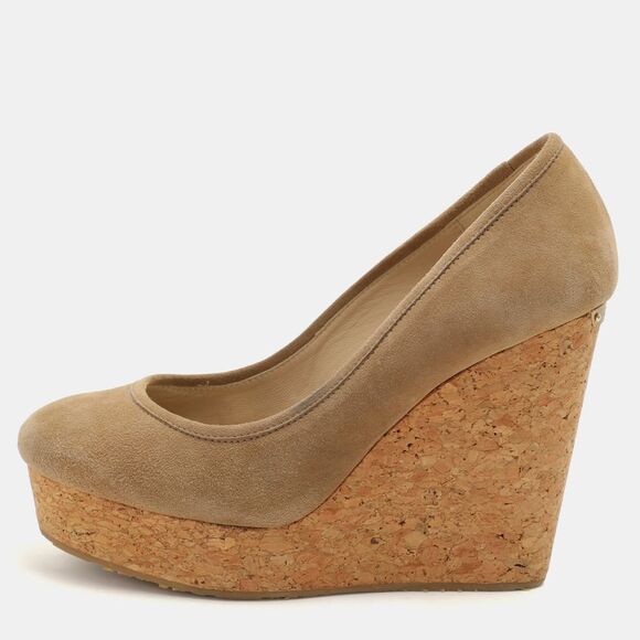Jimmy Choo Beige Suede And Cork Wedge Platform Pumps Size 39,New Products : American Fashion Style Bags On Sale
